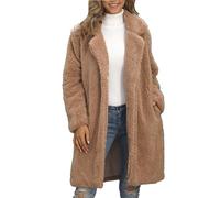 Generico Giacca da Donna in Pile con Risvolto, Giacche Tinta Unita Calda Cappottino Teddy Cappotti Casual Elegante Giacca Cappotto Donna Elegante 2024 Felpa Sherpa Giubbotto Trekking