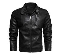 Generico Giacca Da Moto Invernale Da Uomo Stile Motociclista Giacche Pilota Cappotto Ecopelle Per Andare Moto Giubbotto Uomo Invernali Trench Lungo Pelle Nero Regalo per uomini