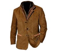 Generico Giacca da Uomo in Camoscio Bomber Giubbotto Vintage con Zip Intera Casual Stile Vintage Classico Giacca Safari da Uomo con Bottoni collo alto Giubbotto da Lavoro