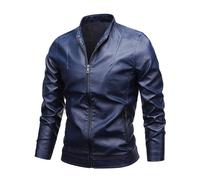 Generico Giacca da uomo in Similpelle ecologica invernale con Collo Alto di Transizione Zippato Cerniera Casual Giacca in Pelle Cool Classic, Nero B, L Giacca Uomo Nera Cappotto Nero Elegante Uomo