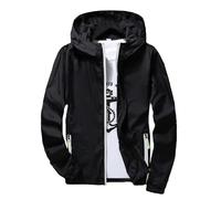 Generico Giacca da Uomo Leggera Cappuccio Impermeabile Antivento Rimovibile Cappotto con Ripiegabile Manica Lunga Costume Uniforme Carnevale