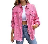 Generico Giacca di Jeans da Donna Cardigan Abbottonato Estivo Denim Taglie Forti a Vento corta vestibilità aderente Per Il Tempo Libero