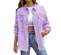 Generico Giacca di Jeans da Donna Cardigan Abbottonato Estivo Denim Taglie Forti a Vento corta vestibilità aderente Per Il Tempo Libero