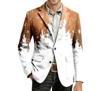 Genérico Giacca di Natale Uomo di Velluto Giacca Tuta Uomo Abiti di Natale Cappotto Vestito Fiocco di Neve Blazer Vacanza Maglione Natale Festivo Outfit Natale, Kaki, M