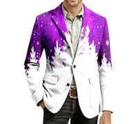 Genérico Giacca di Natale Uomo di Velluto Giacca Tuta Uomo Abiti di Natale Cappotto Vestito Fiocco di Neve Blazer Vacanza Maglione Natale Festivo Outfit Natale, Viola, XXL