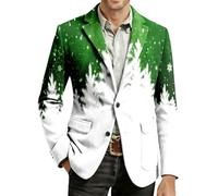 Genérico Giacca di Natale Uomo di Velluto Giacca Tuta Uomo Abiti di Natale Cappotto Vestito Fiocco di Neve Blazer Vacanza Maglione Natale Festivo Outfit Natale, Verde, M