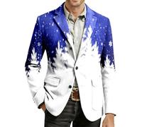 Genérico Giacca di Natale Uomo di Velluto Giacca Tuta Uomo Abiti di Natale Cappotto Vestito Fiocco di Neve Blazer Vacanza Maglione Natale Festivo Outfit Natale, blu, XXXL