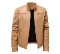 Generico Giacca di Pelle Uomo, Giubbotto Uomo Slim Fit con Colletto Giacca Pelle Giubbino Casual Giacca Moto Cerniera Classico Vintage Piumino Leggero Uomo per La Vita Quotidiana E Lo Sport