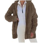 Generico Giacca Donna Autunno, Cappotto Donna Casual con Zip E Cappuccio Cappotto Cerniera Caldo Parka Casuale Sciolto Giacche a Vento Cappotti di Peluche Outerwear per Il Tempo Libero