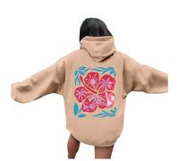 Generico Giacca Donna Autunno Stampa Casual Cappuccio Felpa Elegante Zippe Personalizzata Super Soft Touch Scollo Rotondo E Spacco Laterale Maniche Lunghe Coulisse Felpe Streetwear