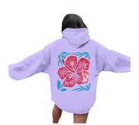 Generico Giacca Donna Autunno Stampa Casual Cappuccio Felpa Elegante Zippe Personalizzata Super Soft Touch Scollo Rotondo E Spacco Laterale Maniche Lunghe Coulisse Felpe Streetwear