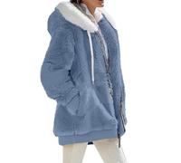 Generico Giacca Donna Casual Unica Larga con Cappuccio Zip in Pile con Tasche Mantello Caldo per Tutti i Giorni Perfetta per Uso Quotidiano e Passeggiate con Comfort e praticità
