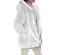 Generico Giacca Donna Casual Unica Larga con Cappuccio Zip in Pile con Tasche Mantello Caldo per Tutti i Giorni Perfetta per Uso Quotidiano e Passeggiate con Comfort e praticità