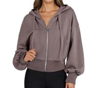 Generico Giacca Donna Felpa con Cappuccio a Maniche Lunghe e Corte,con Tasche Alte e Cerniere Complete per Le Donne 1476