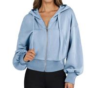 Generico Giacca Donna Felpa con Cappuccio a Maniche Lunghe e Corte,con Tasche Alte e Cerniere Complete per Le Donne 1476