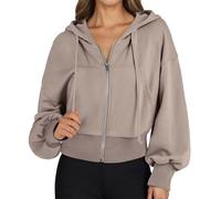 Generico Giacca Donna Felpa con Cappuccio a Maniche Lunghe e Corte,con Tasche Alte e Cerniere Complete per Le Donne 1476