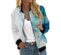 Genérico Giacca Donna Fiori Bomber, Giacca Donna Moto, Breve Moda Elastico Comodi Giunto Leggero Cerniera Bomber Blouson Elastico Polsini Moda Selvaggio Senza Cappello Leggero Sciolto Giacca Corto