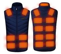 Generico Giacca Donna Riscaldata USB Quattro Controlli Diciassette Zone Riscaldante Uomo Maglia Termica Ricaricabile Intelligente Giacca Vest Termico Coppie Esterno(Dark Blue, L)