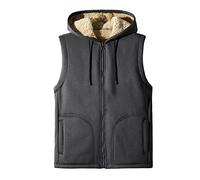 Generico Giacca Elegante Uomo,Chaqueta De Abrigo De Lana De Invierno para Hombre Chaqueta CáLida con Cremallera Chaqueta De Terciopelo De con Capucha Y Bolsillos Abrigo sin Mangas