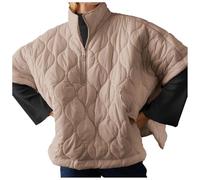 Generico Giacca Imbottita Donna, Cappotto Invernale Donna Elegante,Giacca Imbottita in Cotone con personalità in Stile Mantella Colletto Allentato Mezza Cerniera Moda Casual Tinta Unita