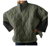 Generico Giacca Imbottita Donna, Cappotto Invernale Donna Elegante,Giacca Imbottita in Cotone con personalità in Stile Mantella Colletto Allentato Mezza Cerniera Moda Casual Tinta Unita