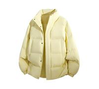 Genérico Giacca imbottita sportiva confortevole tipo Puffer Oversize Cappotto di moda tipo camicia cappotto di piume casual giacca invernale da uomo senza cappuccio, Giallo chiaro, M