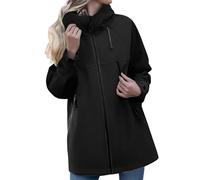 Generico Giacca Impermeabile Donna Tinte Unite Con Cappuccio Con Tasche - Giacche Donna Autunno Impermeabili Cerniera Classic Unico, Raincoat Fitness Vacanze Nero S