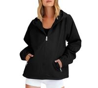Generico Giacca Impermeabile Donna Viaggi Sportivo Cappotto Con Cerniera Versatili Antipioggia Impermeabile Giacca Da Pioggia Softshell Jacket Trekking Giacche Viaggi Con Cappuccio a Vento Trench