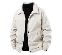 Generico Giacca in Pile da Uomo con Bottoni Giaccas Invernale Antivento Uomos Casual Cappotto Vintage Tinta Unita Senza Cappuccio Fodera in Sherpa Calda Giubbotto Spesso Maniche Lunghe in Velour