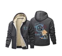 Generico Giacca in Pile Uomo,Felpa con Cappuccio in Pile con Stampa di Lettere per Un Abbigliamento Casual Comodo Ed Elegante