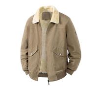 Generico Giacca In Velluto a Coste da Uomo Foderata In Pelle Di Pecora,Giacca Invernale Sherpa In Pile Vintage Senza Cappuccio,Fodera Teddy Monocolore,Bomber Caldo Ed Elegante,Giacca Invernale