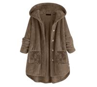 Generico Giacca Invernale Donna Taglie Forti 2024 Cardigan Comode Felpa Pile Donna e Bottoni con Cappuccio Tinta Unita Cappotti Peluche Hoodies Offerte con Tasche Felpa Sherpa Giacche Outdoor