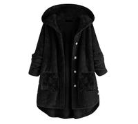 Generico Giacca Invernale Donna Taglie Forti 2024 Cardigan Comode Felpa Pile Donna e Bottoni con Cappuccio Tinta Unita Cappotti Peluche Hoodies Offerte con Tasche Felpa Sherpa Giacche Outdoor
