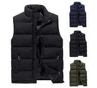 Generico Giacca Invernale Uomo Senza Maniche Cerniera, Smanicato Uomo Invernale Senza Cappuccio Tinte Unite a Listino Con Tasche, Gilet Moda - Abbigliamento Montagna Termico Nero 5XL