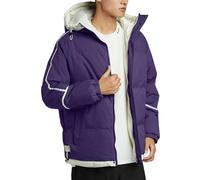 Generico Giacca Invernale Uomo Tinte Unite, Giacca Uomo Casual con Cappuccio Cerniera con Tasche, Piumini Termica - Giacche Fitness Casual Viola L