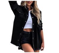 Generico Giacca Jeans Donna- Giacca Denim Donna- Giacca in Jeans 90’s Denim Jacket Cropped Fit Oversize a Maniche Lunghe Giubbotto Primaverile Donna Giacca Mezza Stagione Donna Denim Jean Jacket