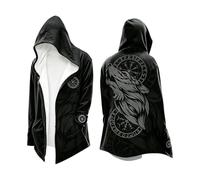Generico Giacca Medievale Vichinga da Uomo con Cappuccio, Costume da Assassino e Mitologia di Odino,Comodo Elegante Tempo libero Festivalmente Mantello Scandinavo per Cosplay e Carnevale