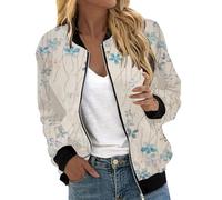 Generico Giacca Mezza Stagione Donna Impermeabile Donna Cappotto Per Giacche Quotidiane Adatte Da Giacca Leggera Con Cerniera Cappotto Con Stampa Floreale Piumini 100 Grammi White L