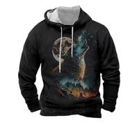 Genérico Giacca Mitologia Nordica Medievale Felpa Retrò Medievale per Uomo Stampa Felpa con Cappuccio Medioevo Europeo Maglione Casual e Vintage Strada Abbigliamento, B nero, XXXL