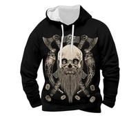 Genérico Giacca Mitologia Nordica Medievale Felpa Retrò Medievale per Uomo Stampa Felpa con Cappuccio Medioevo Europeo Maglione Casual e Vintage Strada Abbigliamento, T nero, S