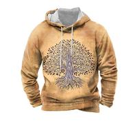 Genérico Giacca Mitologia Nordica Medievale Felpa Retrò Medievale per Uomo Stampa Felpa con Cappuccio Medioevo Europeo Maglione Casual e Vintage Strada Abbigliamento, Kaki, 5X-Large