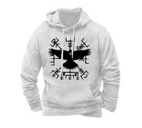 Genérico Giacca Mitologia Nordica Medievale Felpa Retrò Medievale per Uomo Stampa Felpa con Cappuccio Medioevo Europeo Maglione Casual e Vintage Strada Abbigliamento, G Bianco, 5X-Large