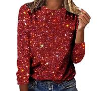 Generico Giacca Paillettes Donna Argento Y2K con Fiocco Maglia Camicetta da Sera Gala in Pizzo Rossa Oro Sottogiacca sotto Giacca