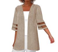 Generico Giacca Pelle Giubbino Mezza Stagione Donna Cappotto Allentato Casual A Manica Media Tinta Unita Primavera Estate Da Donna Giubbino Estivo Piumini 100 Grammi Khaki L