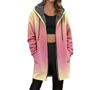 Generico Giacca Pile Donna Cappuccio, Cappotto Donna Caldo con Zip E Cappuccio Cappotto Cerniera Caldo Parka Casuale Sciolto Giacche a Vento Cappotti di Peluche Outerwear per Il Tempo Libero