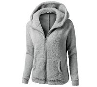 Generico Giacca Pile Donna Elegante Curvy Felpa Pile Con Zip E Cappuccio Oversize Invernale Giacca Imbottita Fleece Teddy Comodo Caldo Giubbino Leggera Casual Pesante Giacche Casa Cerniera