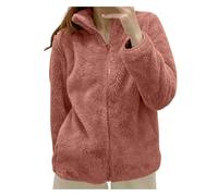 Generico Giacca Pile Donna Leggera Oversize Giacche Imbottita Con Zip Invernale Elegante Giacca Da Camera Peluche Teddy Comodo Morbido Giubbino Trekking Manica Lunga Giubbotto Curvy Casa Caldo