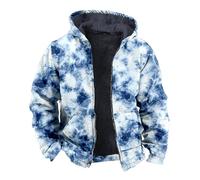 Generico Giacca Pile Uomo con Zip,Giacca in Pile Stampata Tie-Dye da Uomo Autunno E Inverno Giacca in Pile con Cappuccio Doppia Tasca con Cerniera Speciale A Maniche Lunghe