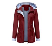 Generico Giacca Pioggia Donna, Trench Donna Primaverile, con Cappuccio E Tasche Trekking Leggero Antivento Impermeabile Montagna Giacca a Vento Antipioggia per attività All'aperto