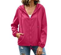Generico Giacca Primaverile Donna Giacca A Vento Donna Con Cappuccio Leggera Giacche Manica Lunga Elegante Giacche Estive Moda Tinta Unita Giacchetta Felpa Causal Leggeri Comodi Per Estate E Autunn